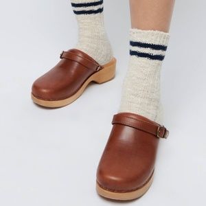 BRAND NEW RE/DONE  70s classic clogs cuoio leather brown size 39